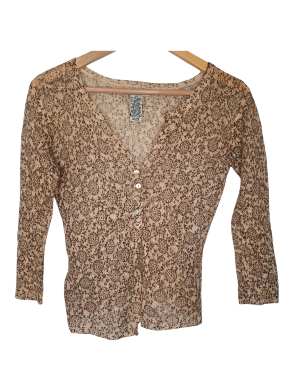 Free People Womens Brown Geo Print Kid Mohair Cardigan Size Medium